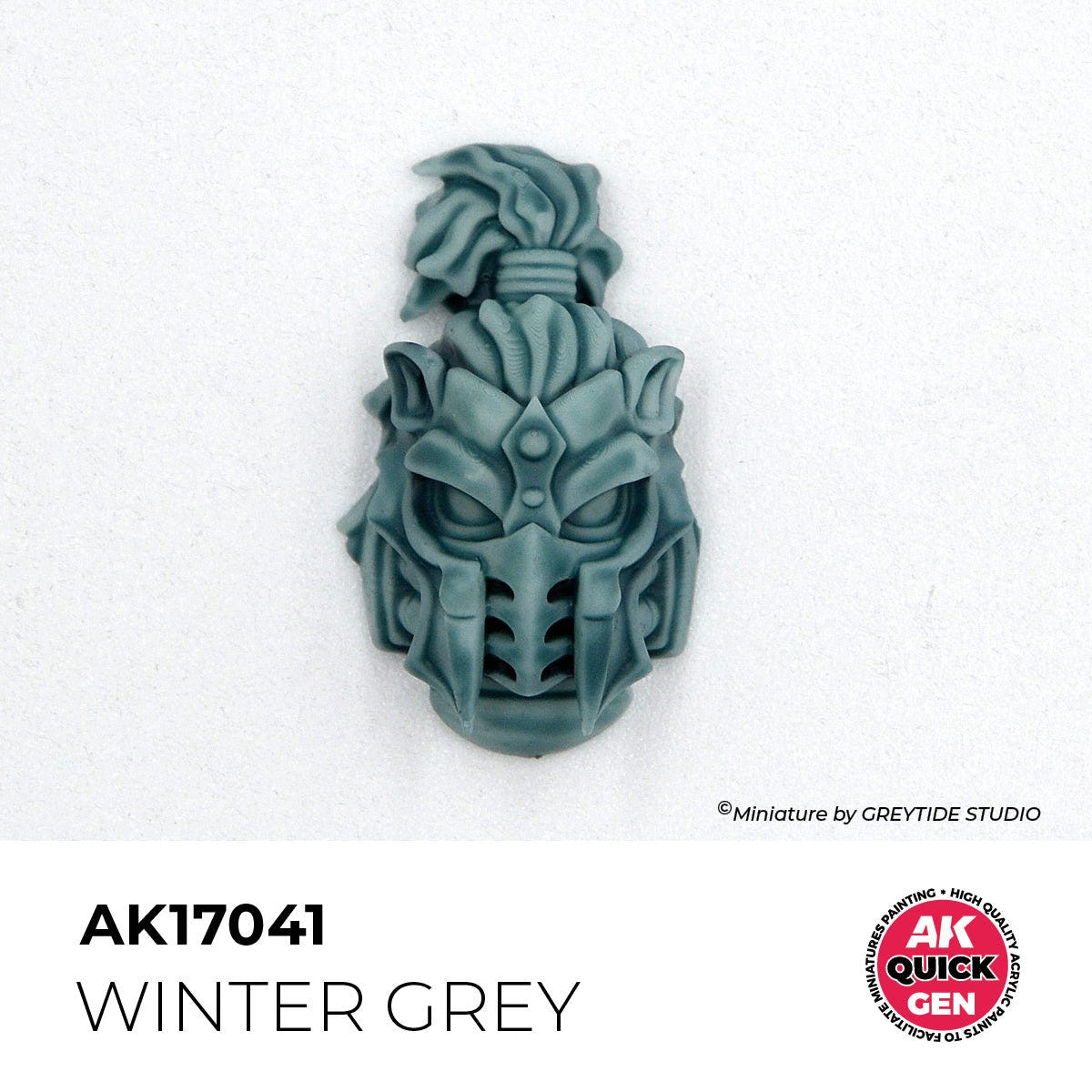Painted miniature helmet in AK Interactive Quick Gen Winter Grey AK17041, one-coat finish