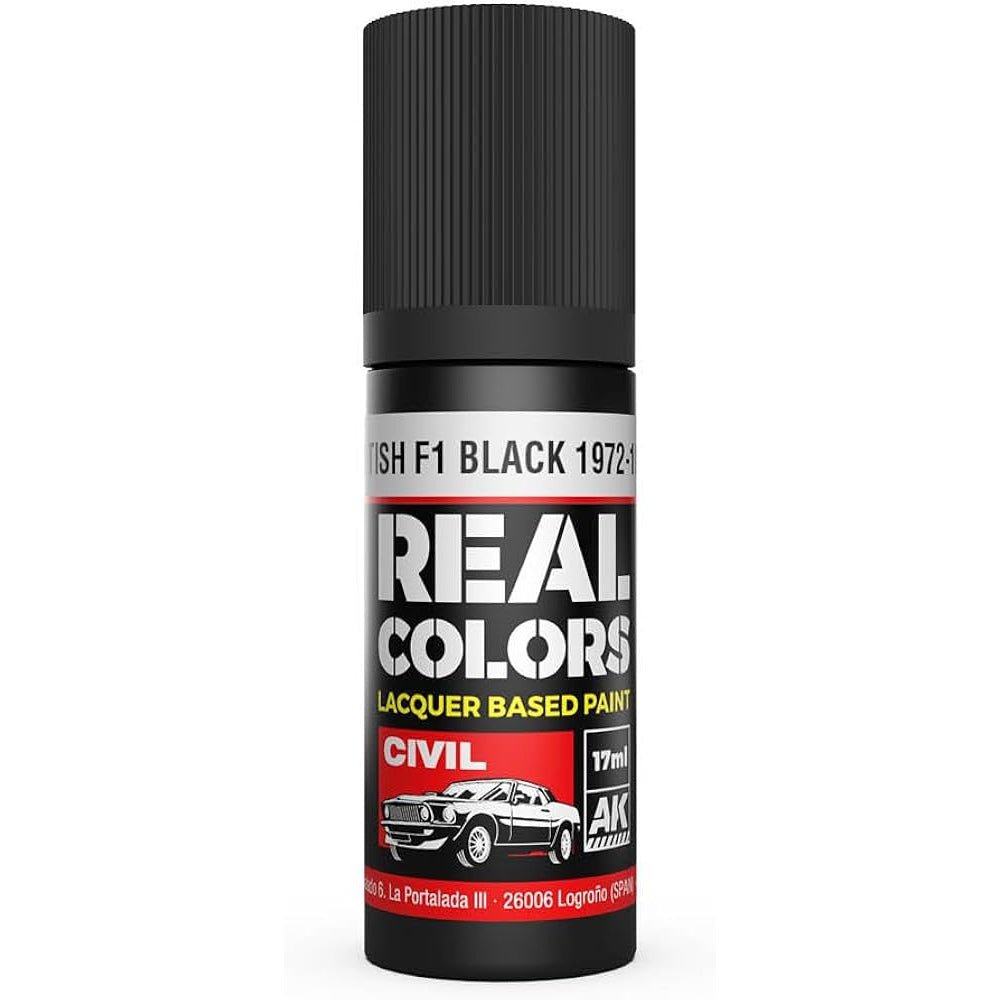 AK Interactive Real Colors acrylic lacquer paint British F1 Black 1972-1986