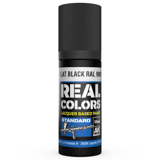 AK Interactive Real Colors acrylic lacquer paint Flat Black RAL 9005
