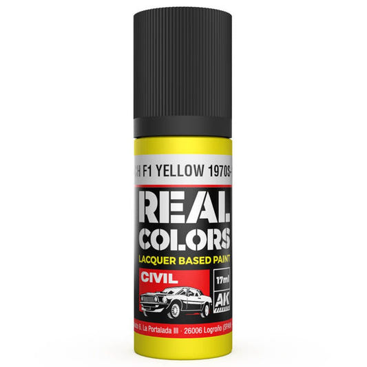 AK Interactive Real Colors acrylic lacquer paint French F1 Yellow 1970s-1980s