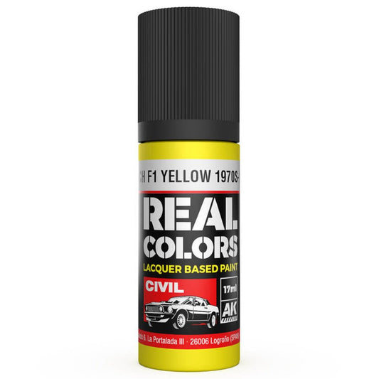 AK Interactive Real Colors acrylic lacquer paint French F1 Yellow 1970s-1980s
