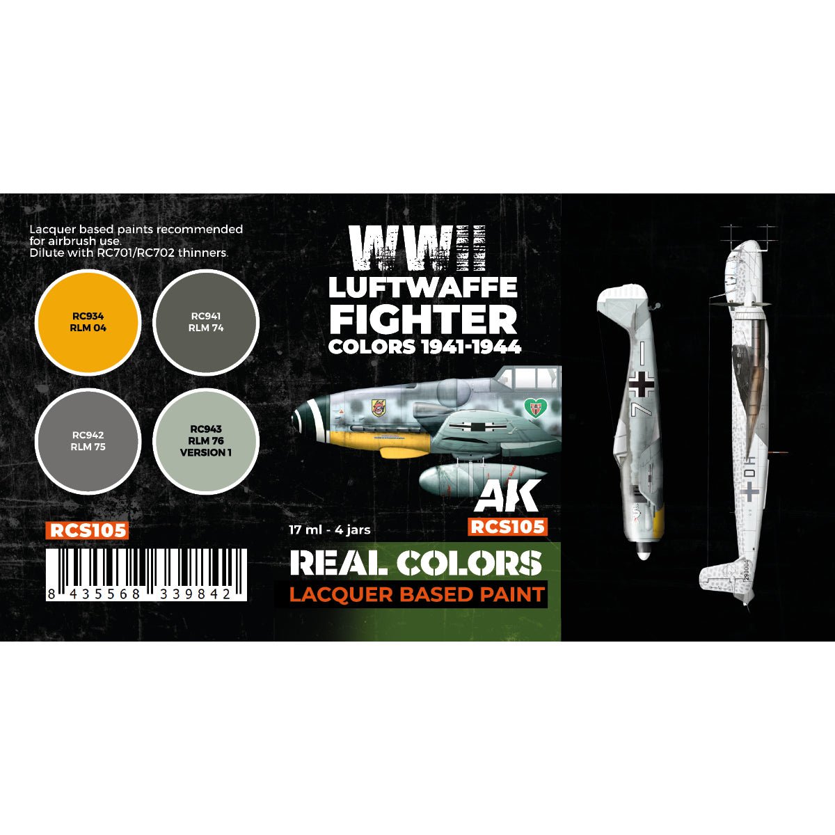 AK Interactive Real Colors - Luftwaffe Fighter Colors 1941-1944 Set (RCS105) - Loaded Dice