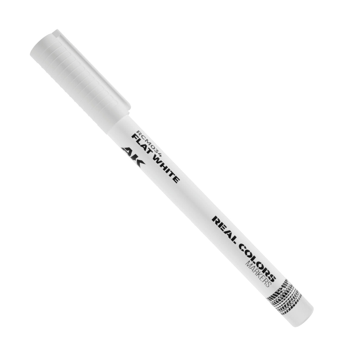 AK Interactive Real Colors Flat White paint marker pen with white barrel and cap