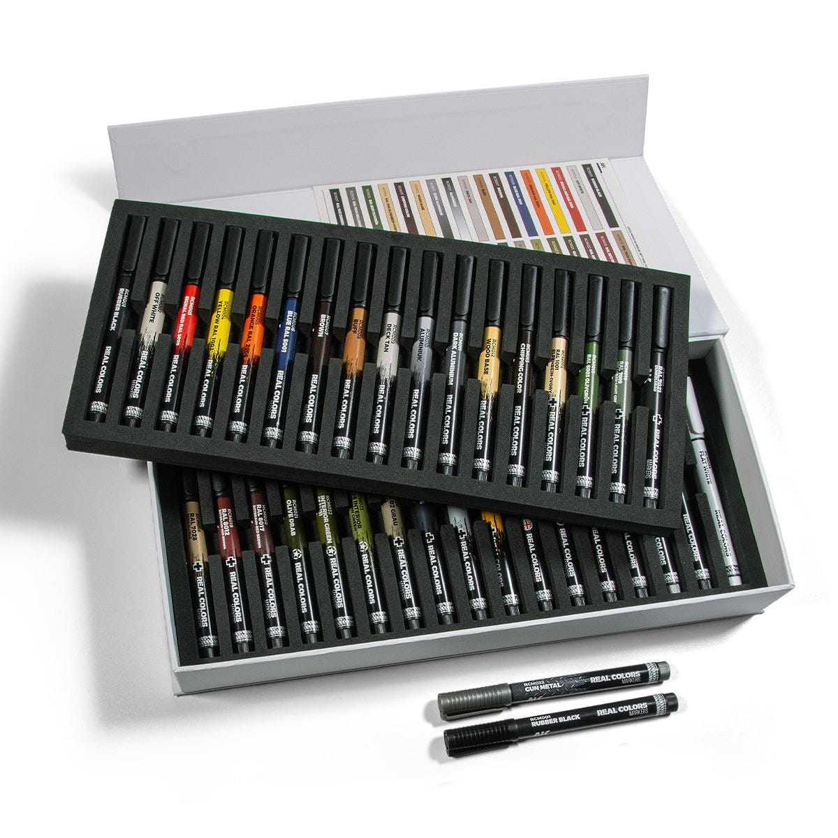 AK Interactive Real Colors Markers Special Box trays of markers with two loose markers in front