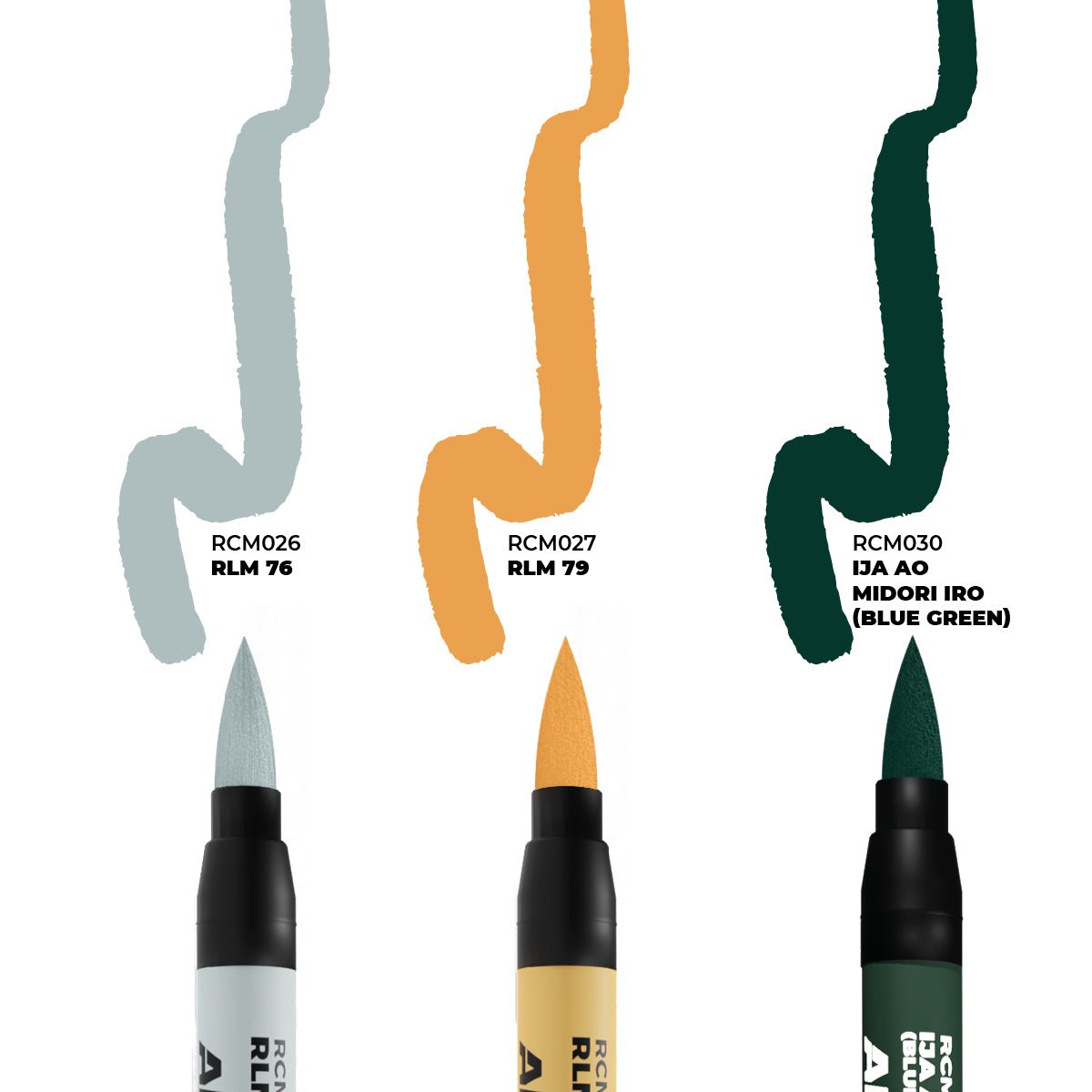 AK Interactive Real Colors Markers - WWII Axis Aircraft Squiggle Camouflage Colours (RCM111) - Loaded Dice