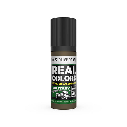 AK Interactive Real Colors acrylic lacquer paint No.9/No.22 Olive Drab (WWII)