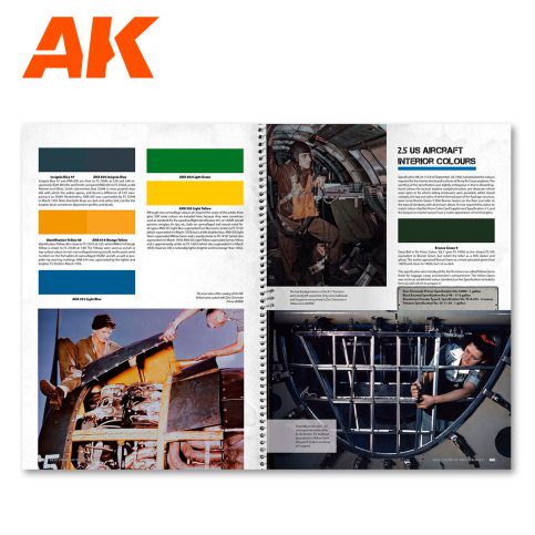 US aircraft interior colours page from AK Interactive Real Colors of WWII Aircraft, with swatches