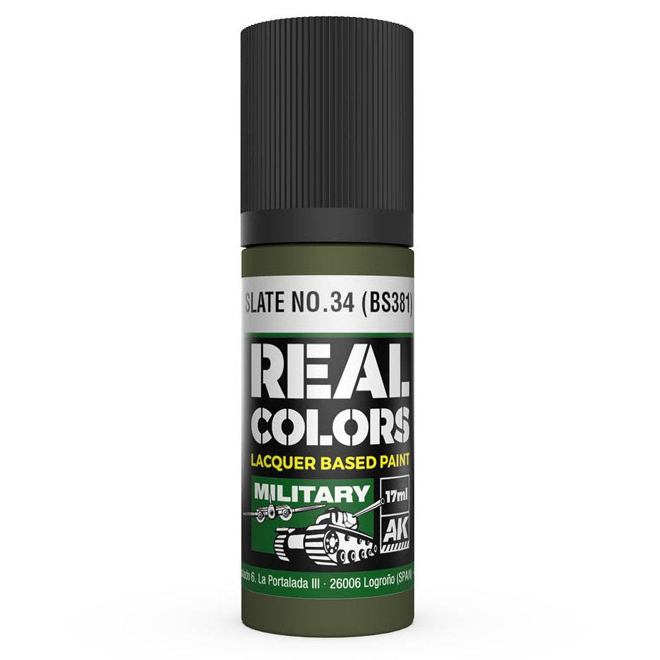 AK Interactive Real Colors acrylic lacquer paint Slate No.34 (BS381)