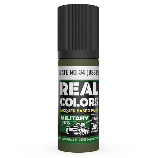 AK Interactive Real Colors acrylic lacquer paint Slate No.34 (BS381)