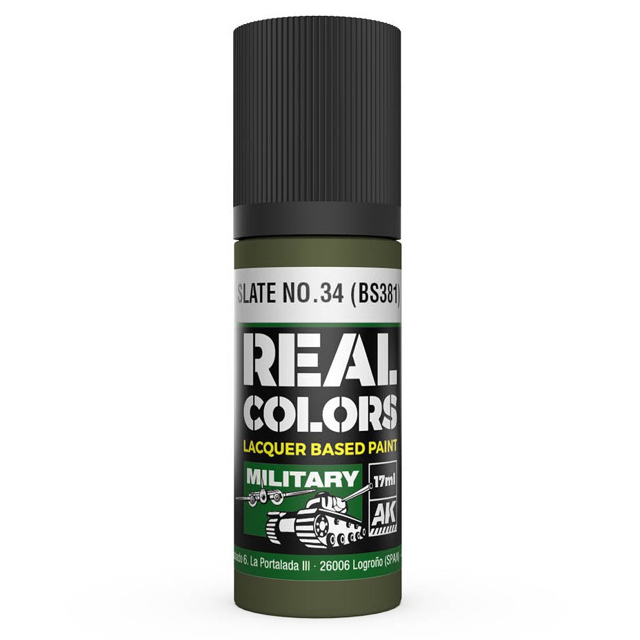 AK Interactive Real Colors acrylic lacquer paint Slate No.34 (BS381)