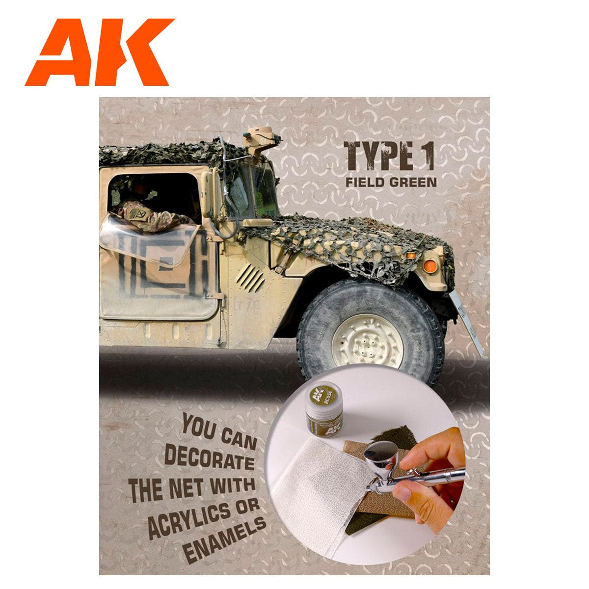 AK Interactive Regular Mimetic Net Type 1 (Field Green) AK8066 - Loaded Dice