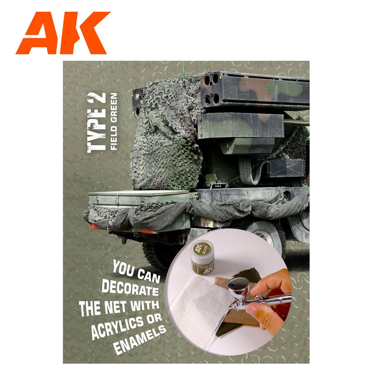 AK Interactive Regular Mimetic Net Type 2 (Field Green) AK8067 - Loaded Dice