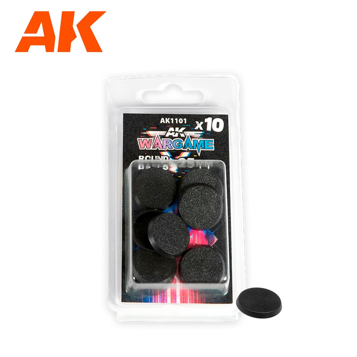 AK Interactive - Round Bases 25mm x 10 - Loaded Dice