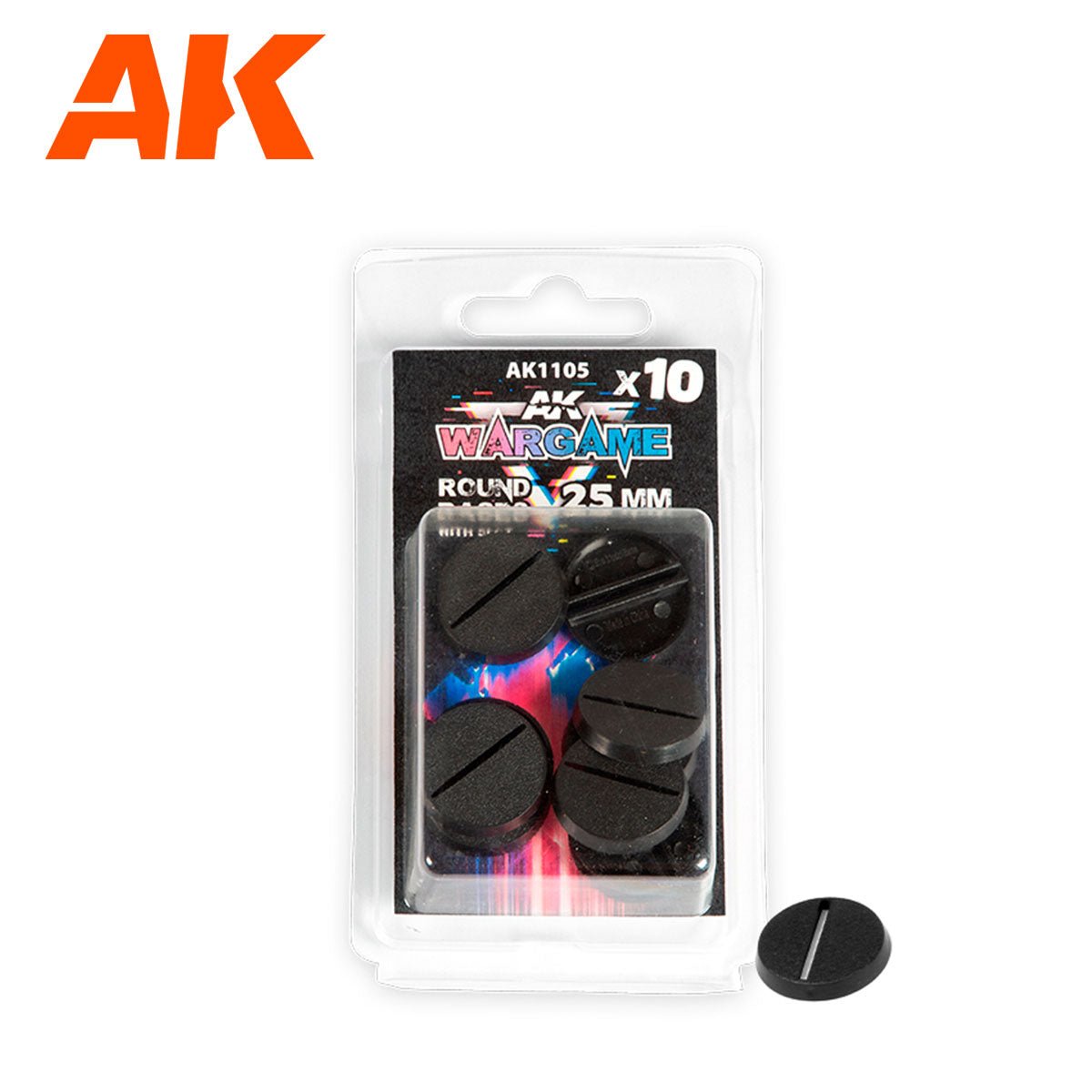 AK Interactive - Round Bases With Lip 25mm x 10 - Loaded Dice