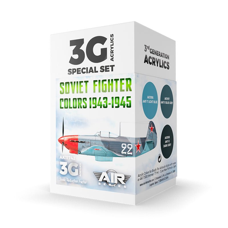 AK Interactive 3rd Generation acrylic paint set Soviet Fighter Colors 1943-1945 Set 3G