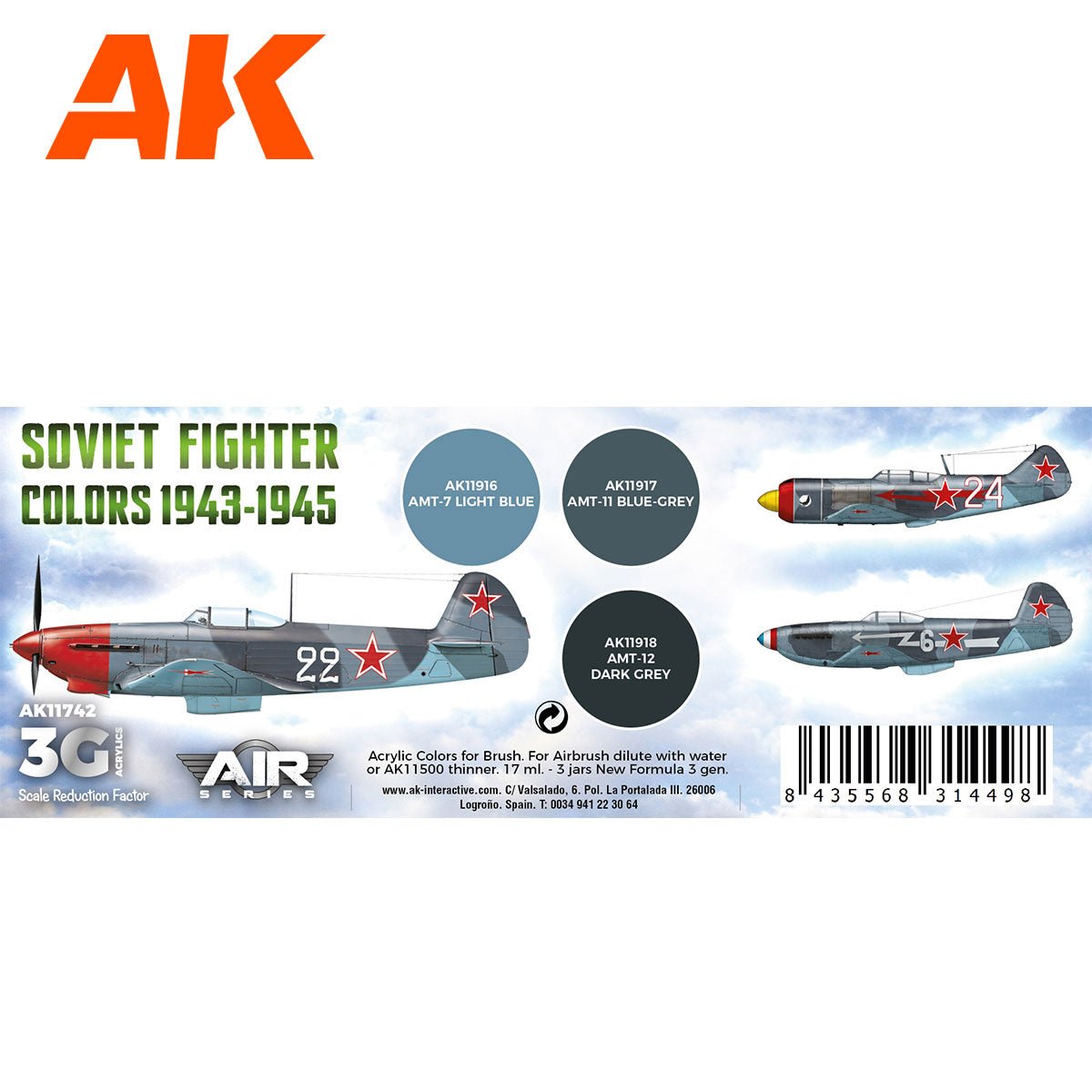 AK Interactive - Soviet Fighter Colors 1943-1945 Set 3G - Loaded Dice