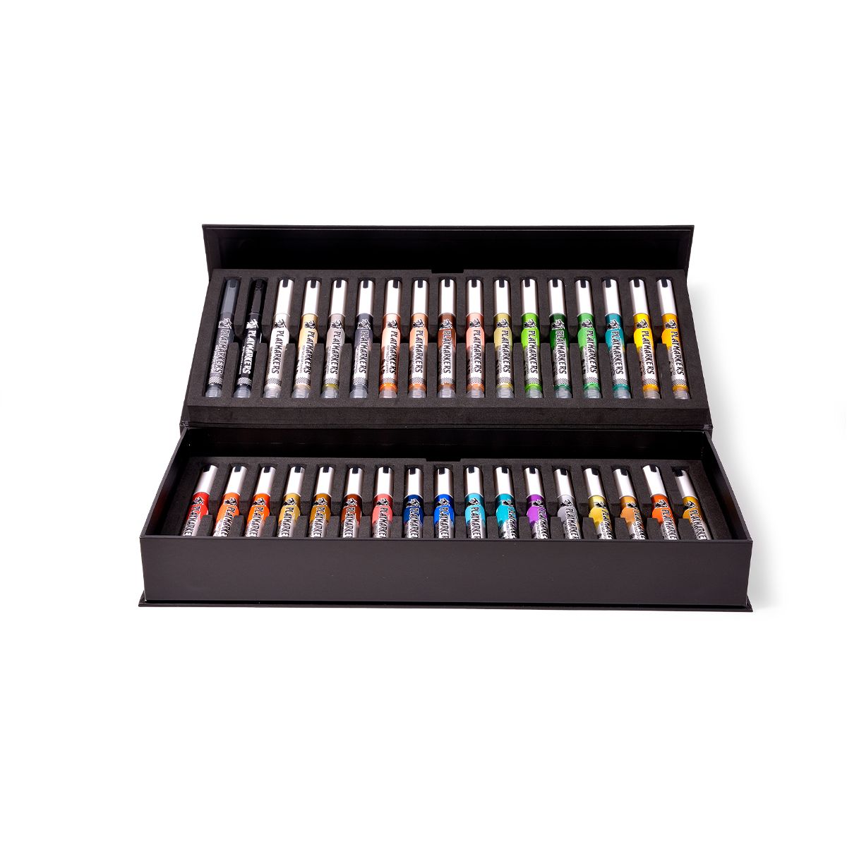AK Interactive Playmarkers Special Box open, showing the full range of 34 paint markers