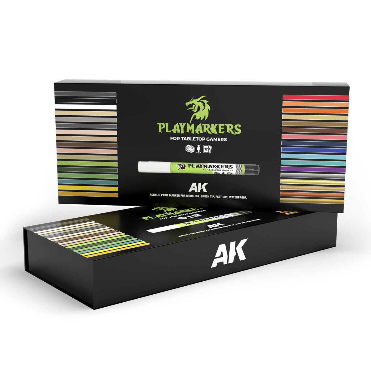 AK Interactive Playmarkers Special Box and lid, with colour stripes and sample marker
