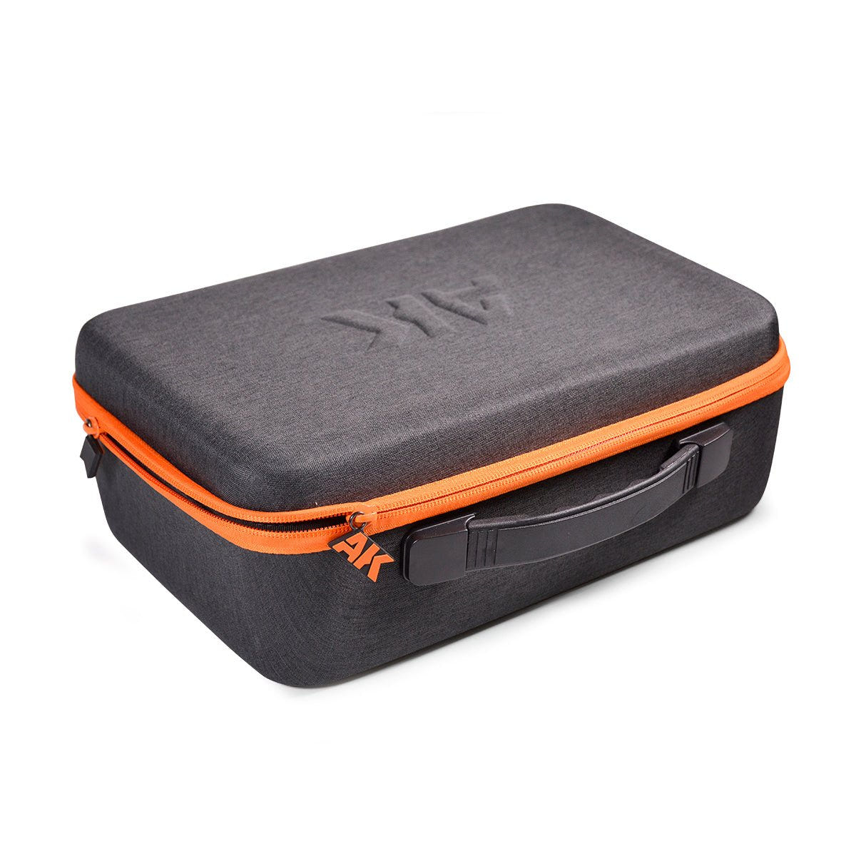 AK Interactive Special Transport Cloth Case closed, black fabric with orange zip and handle