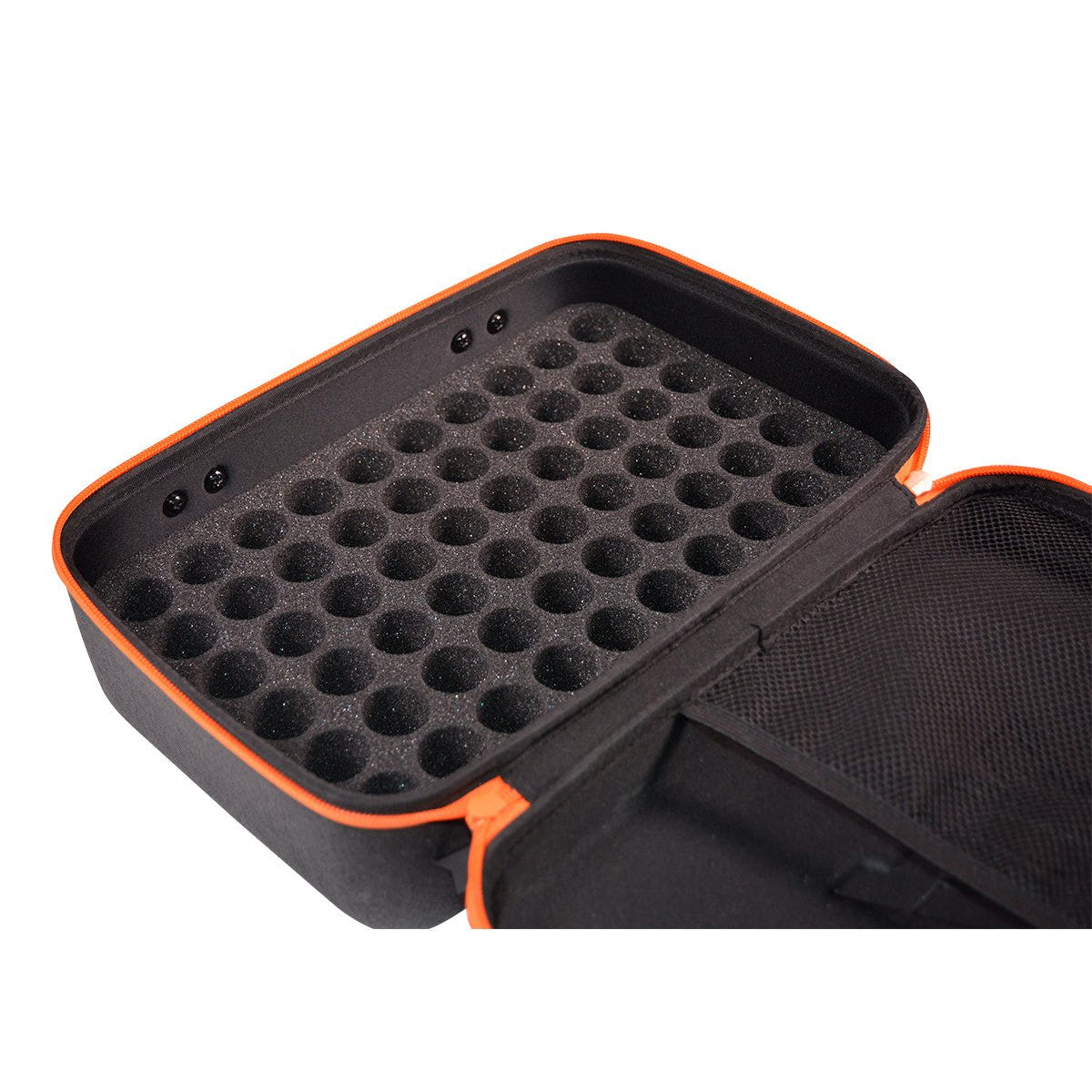 AK Interactive transport case opened to show the foam insert with slots for paint bottles