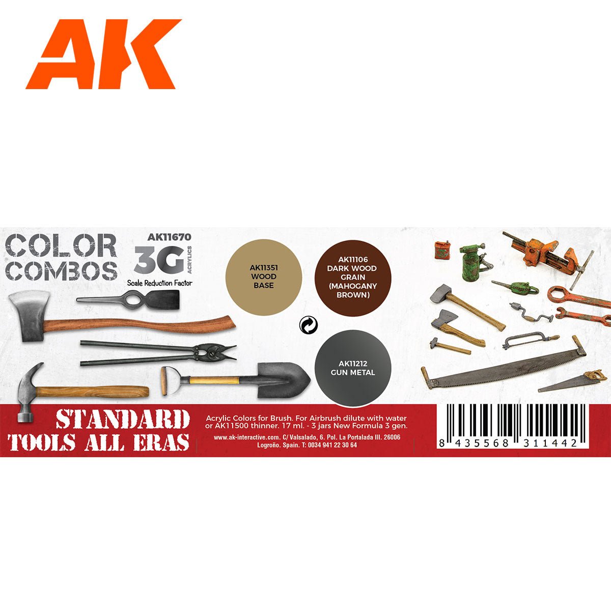 AK Interactive - Standard Tools All Eras Combo 3G - Loaded Dice