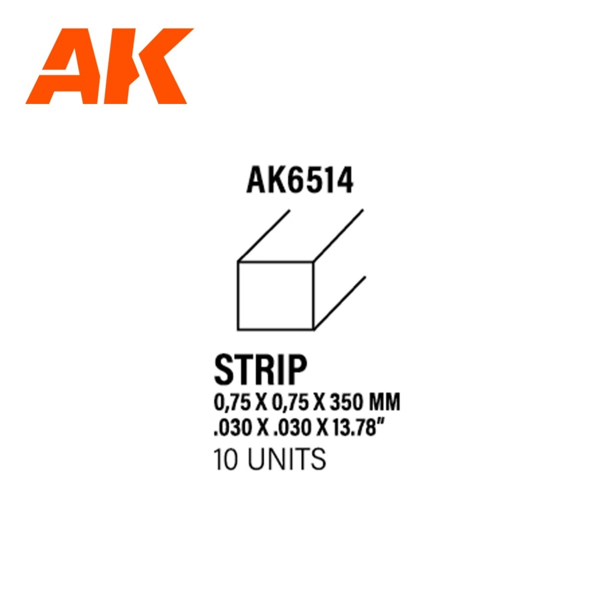 AK Interactive - Strips 0.75 x 0.75 x 350mm - Styrene Strip - Loaded Dice