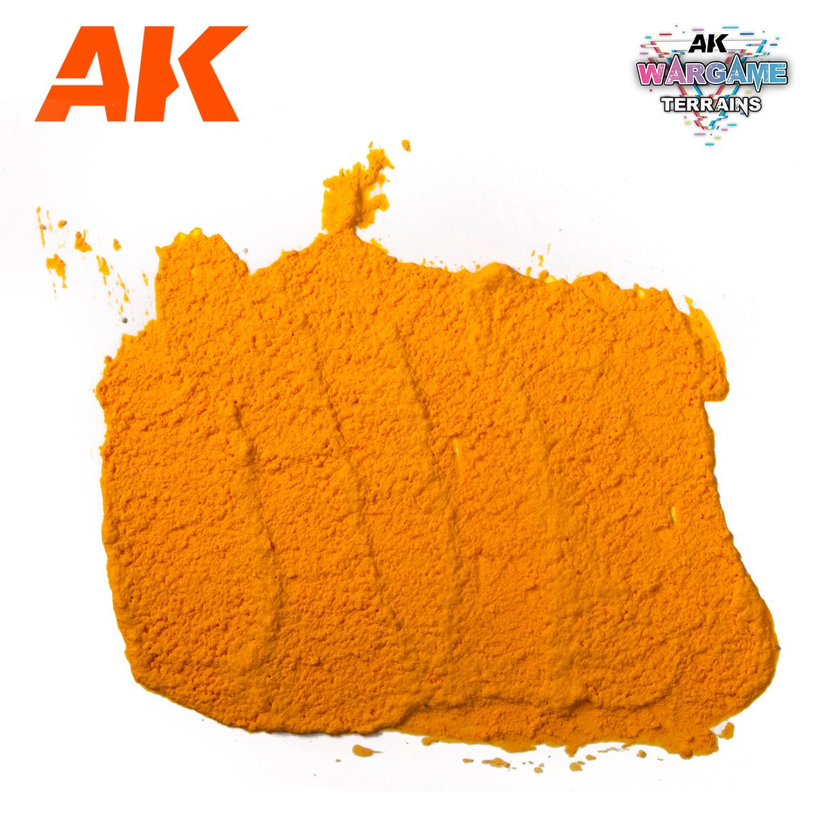 Swatch of AK Interactive Sunrise Blaze orange textured terrain paste spread out