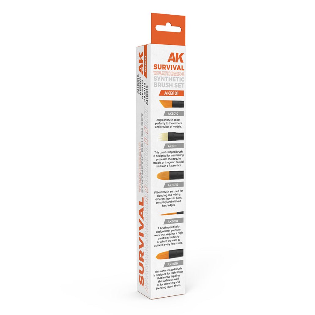 AK Interactive Survival Weathering Brushes Set (5 brushes) - Loaded Dice