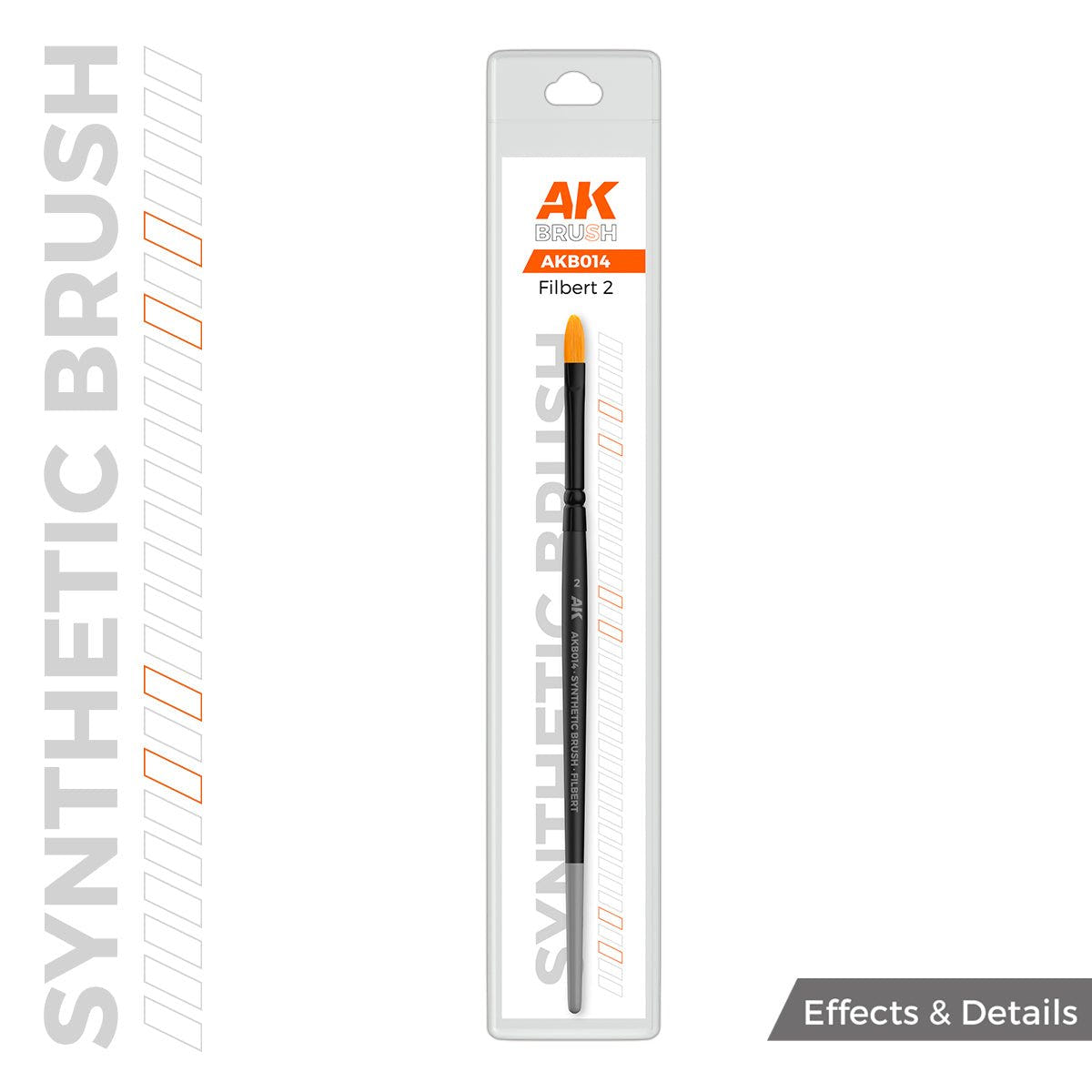AK Interactive synthetic Filbert 2 brush AKB014 in its blister packaging