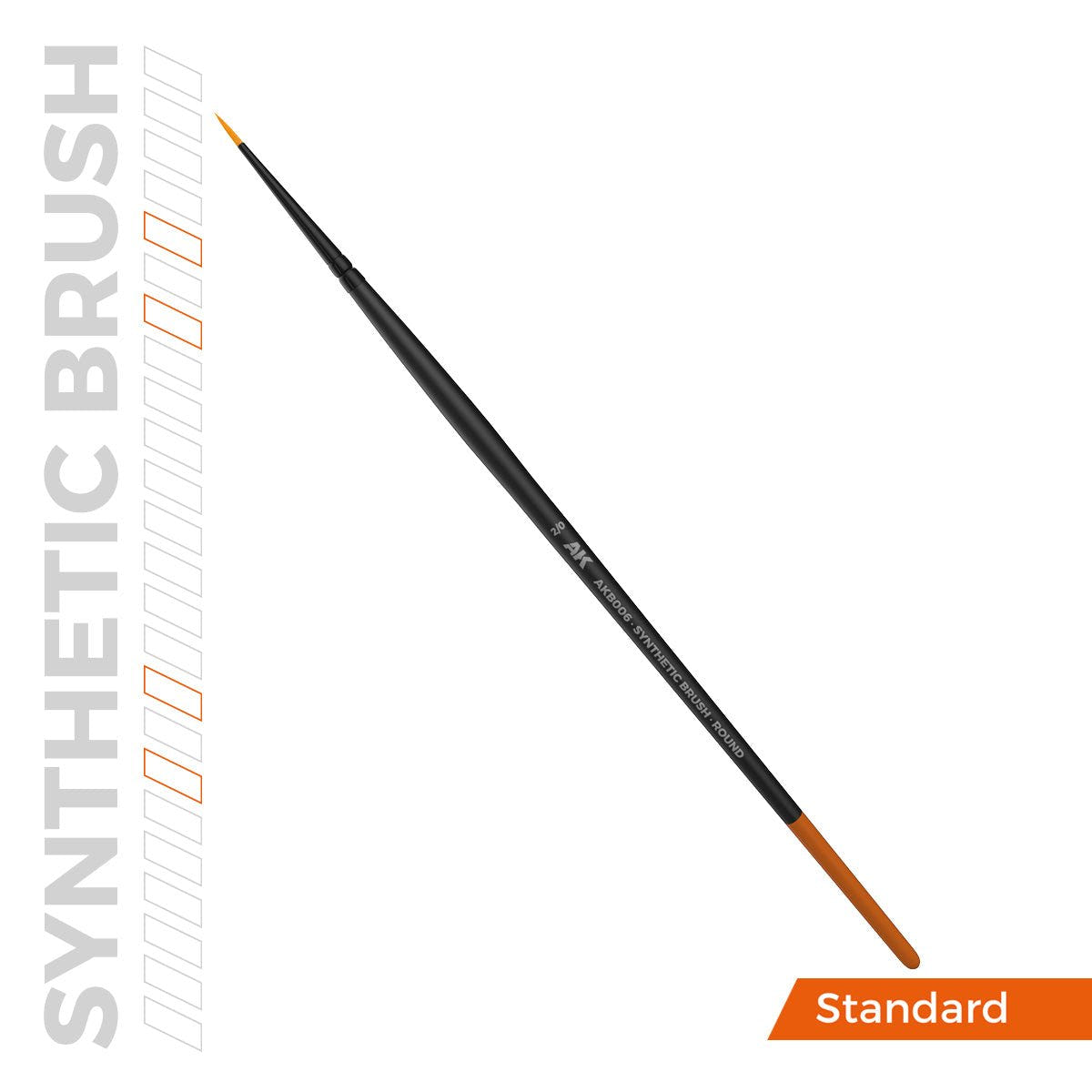 AK Interactive Synthetic Brush Round 2/0 with black handle and fine pointed synthetic tip