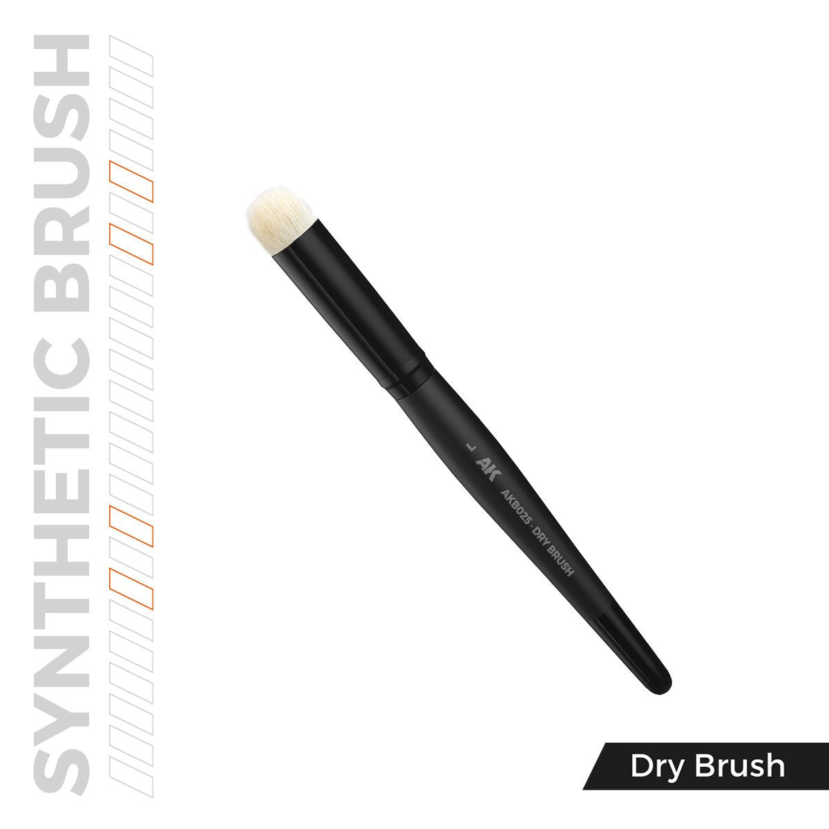 AK Interactive Synthetic Dry Brush L with firm rounded head and black handle