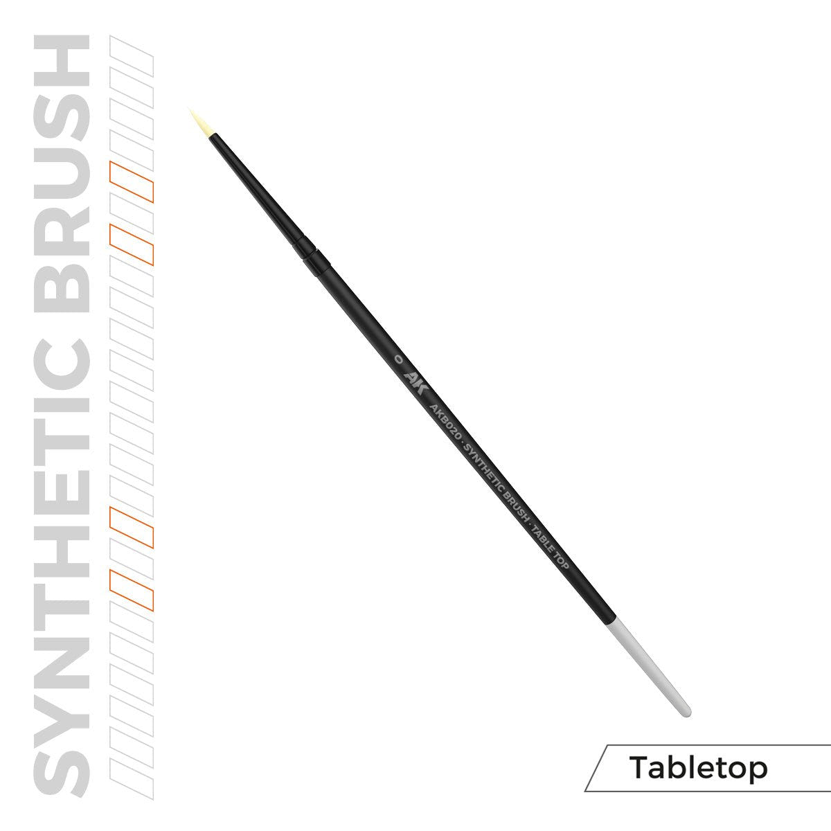 AK Interactive synthetic Tabletop brush size 0 with black handle and fine pointed tip