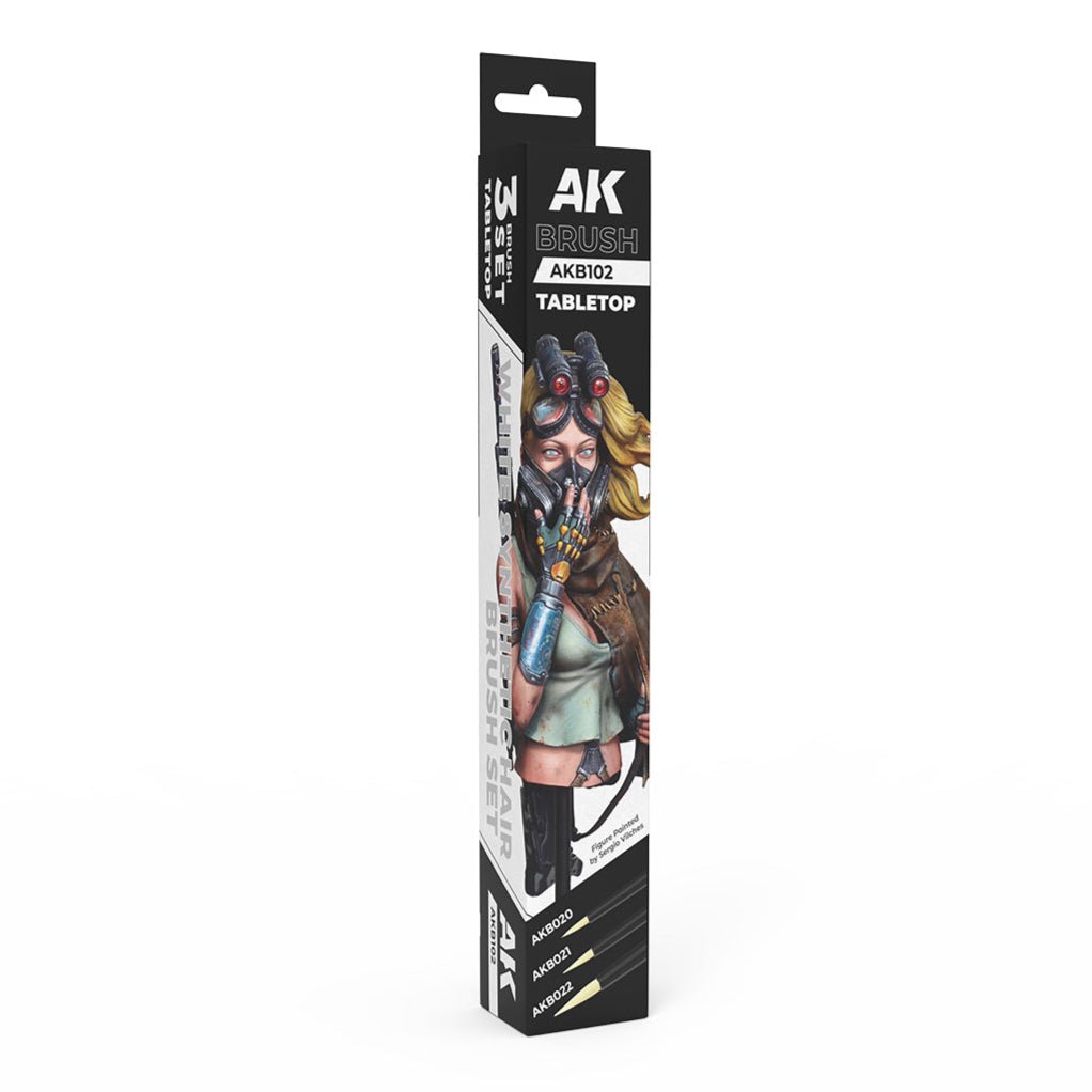 AK Interactive Tabletop Synthetic Brushes Set (3 Brushes) modelling brush