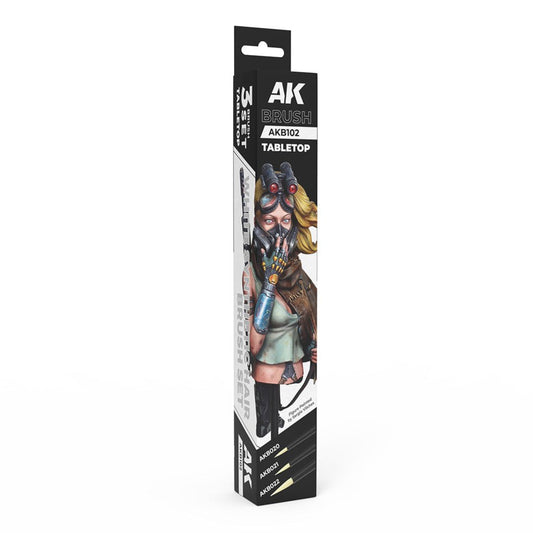 AK Interactive Tabletop Synthetic Brushes Set (3 Brushes) modelling brush