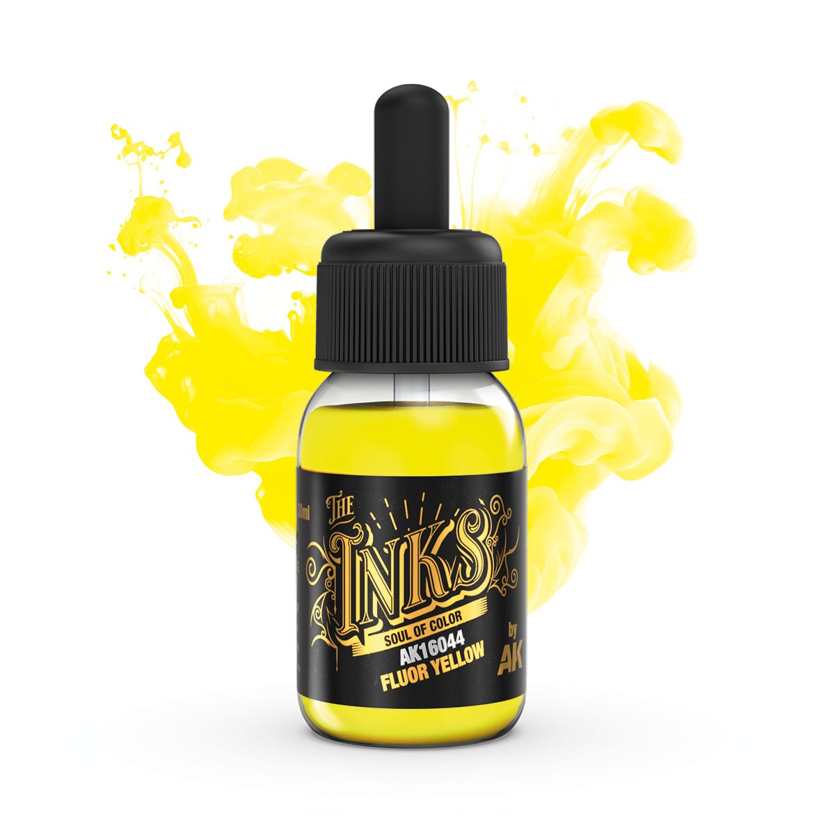 AK Interactive The Inks Fluor Yellow AK16044 dropper bottle from the Energy Colours set
