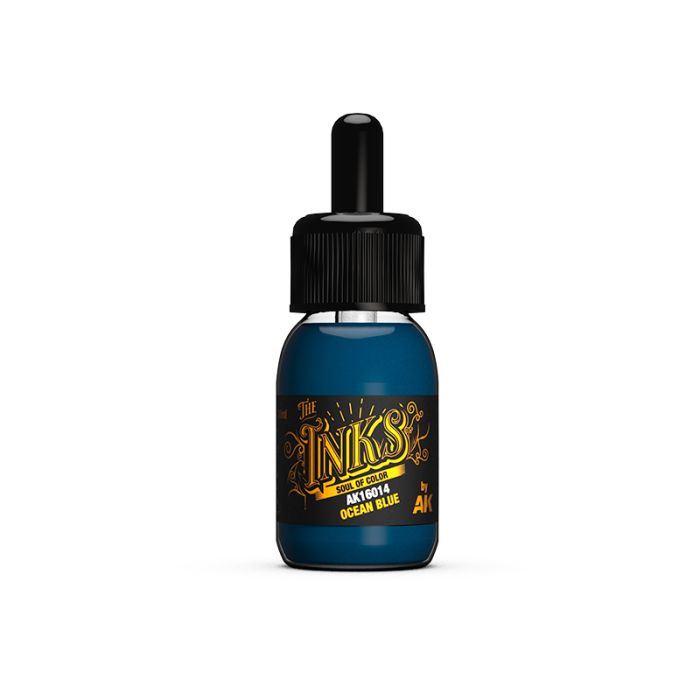 AK Interactive The Inks Ocean Blue AK16014 30ml dropper bottle from the Nature set