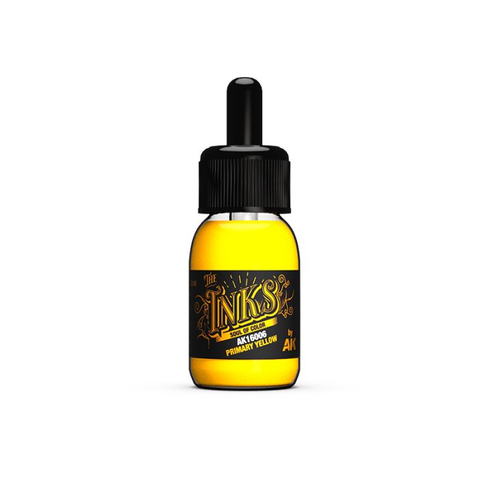 AK Interactive The Inks yellow acrylic ink dropper bottle from the Radiance & Fire set