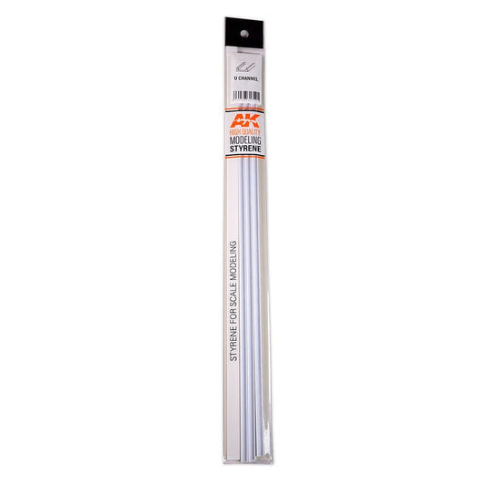 AK Interactive U Channel 5mm Width X 350mm - Styrene Strip modelling construction material