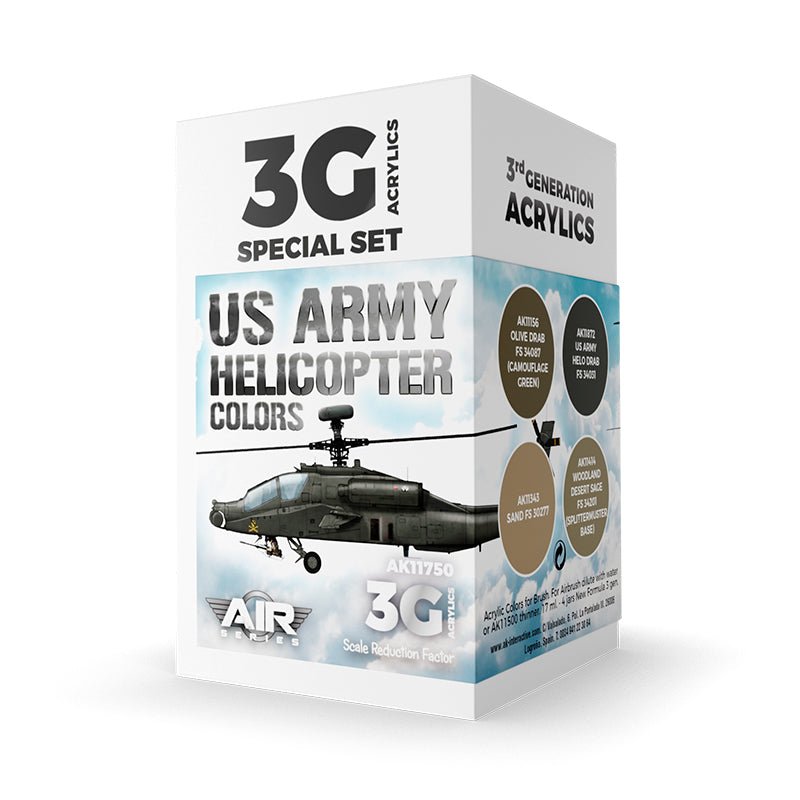 AK Interactive 3rd Generation acrylic paint set US Army Helicopter Colors Set 3G