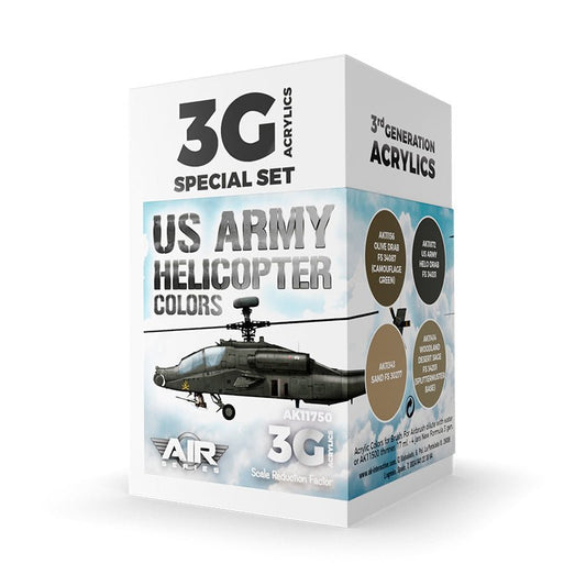 AK Interactive 3rd Generation acrylic paint set US Army Helicopter Colors Set 3G