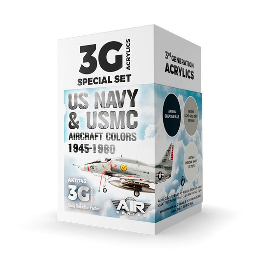 AK Interactive 3rd Generation acrylic paint set US Navy & Usmc Aircraft Colors 1945-1980 Set 3G