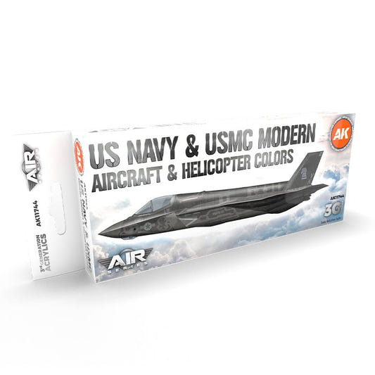 AK Interactive 3rd Generation acrylic paint set US Navy & Usmc Modern Aircraft & Helicopter Set 3G