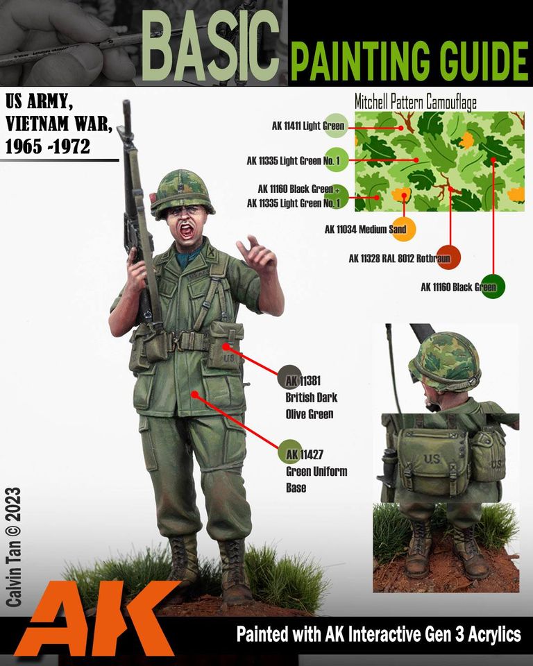 AK Interactive - Vietnam Green And Camouflage Colors 3G - Loaded Dice