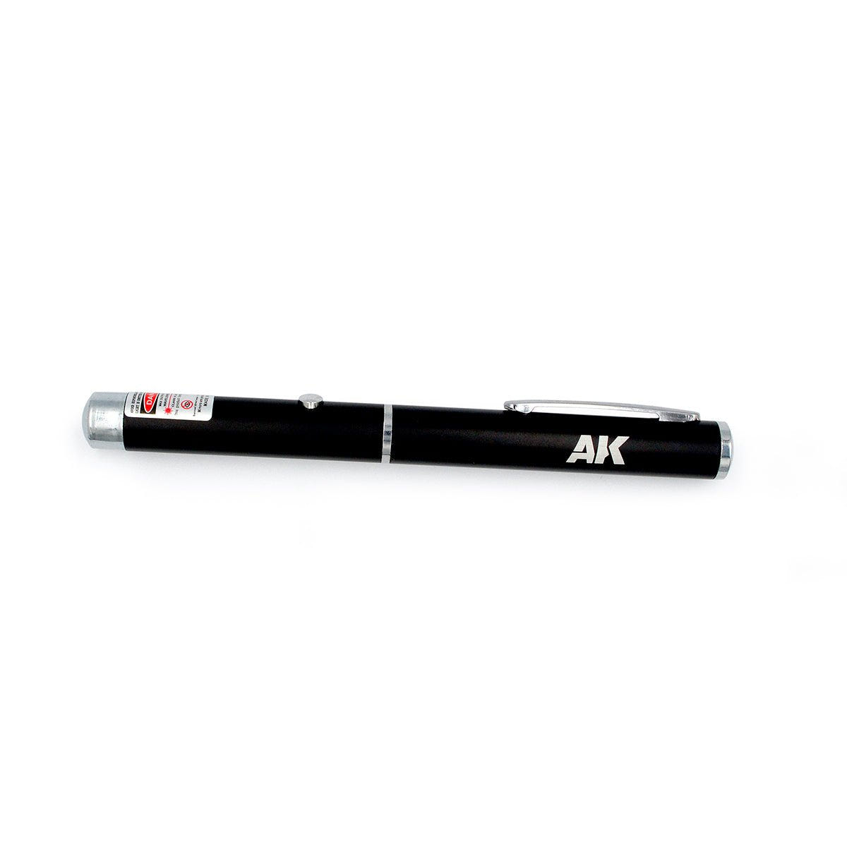 AK Interactive Wargames Laser Pointer AK9538, black pocket laser pen with clip, side view