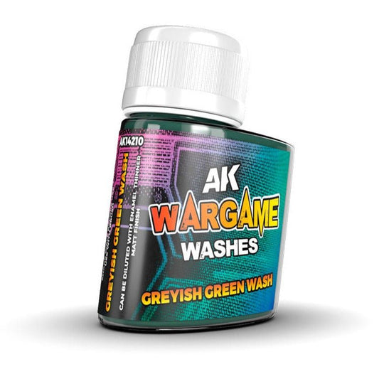 AK Interactive Wash for Wargamers - Greyish Green Wash weathering product for scale models