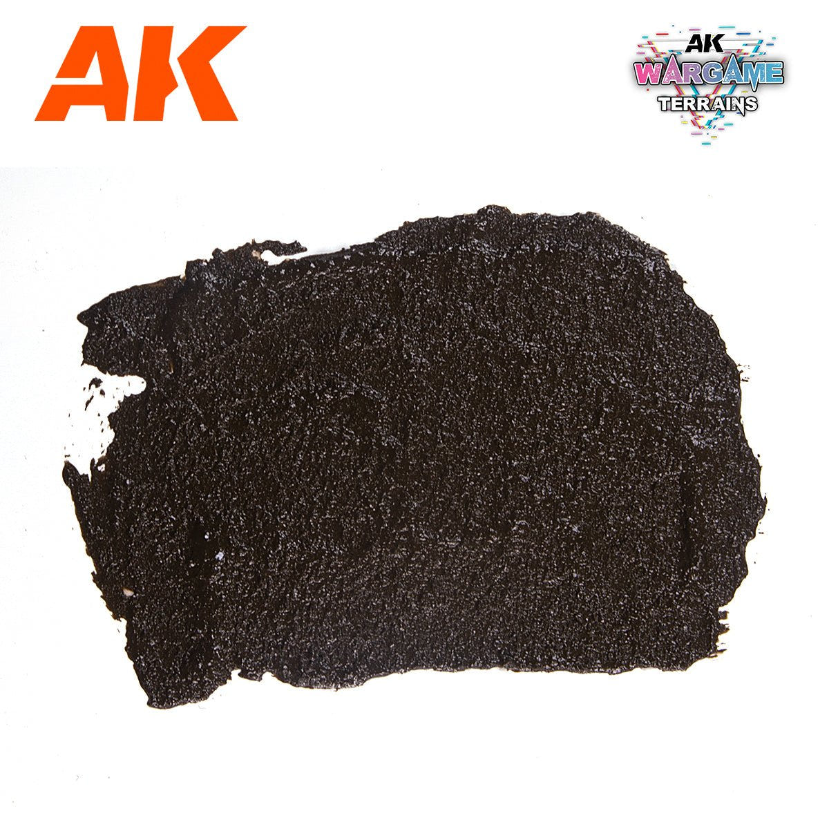 AK Interactive Wet Ground textured paste swatch showing a dark, damp soil finish