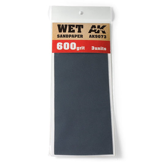 AK Interactive Wet Sandpaper 600 Grit (Pack of 3) hobby tool