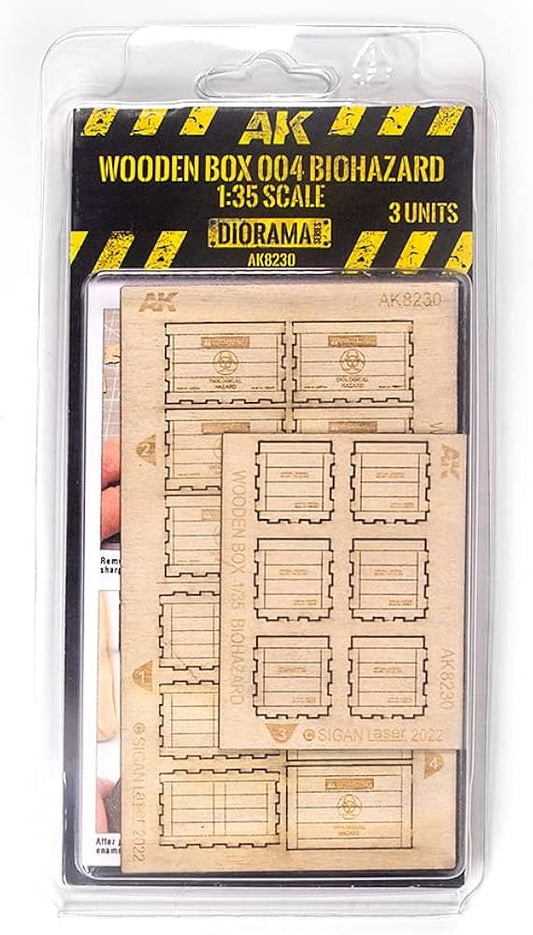 AK Interactive Wooden Box 004 Biohazard 1:35 Scale (3 Units)