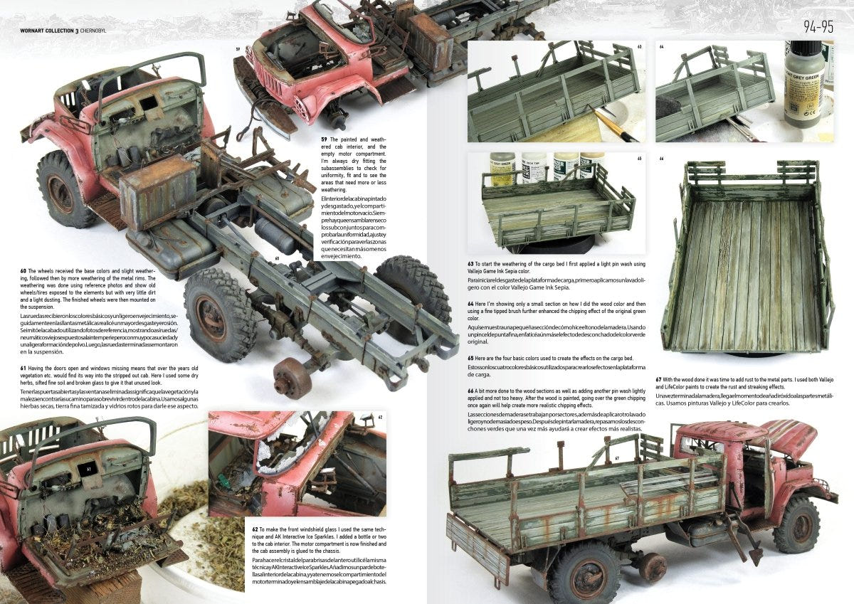 AK Interactive Chernobyl book spread on weathering a rusted abandoned truck model