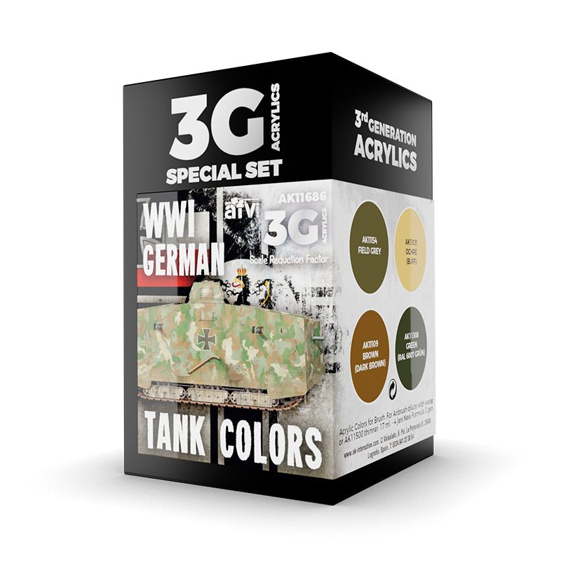 AK Interactive 3rd Generation acrylic paint WWI German Tank Colors 17ml dropper bottle